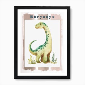 Cute Baryonyx Dinosaur Watercolour Poster Poster