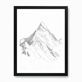 K2 Pakistan China Line Drawing 3 Art Print