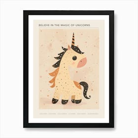 Beige Cute Kids Unicorn 2 Poster Art Print