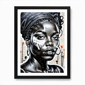 Vintage Graffiti Mural Of Beautiful Black Woman 165 Art Print