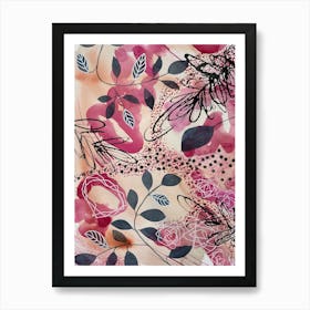 Roses Abstract Watercolour Pinks Art Print