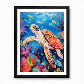 Colourful Sea Turtles In Ocean 4 Art Print