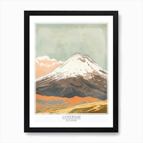 Cotopaxi Ecuador Color Line Drawing 5 Poster Art Print