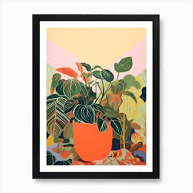 Boho Plant Painting Philodendron Brasil 1 Art Print