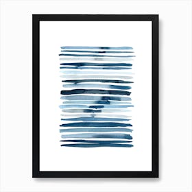 Watercolor Blue Stripes Art Print