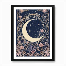 Moon And Flowers 1 Art Print