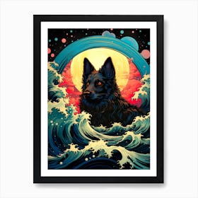 Dog In The Waves Art Print