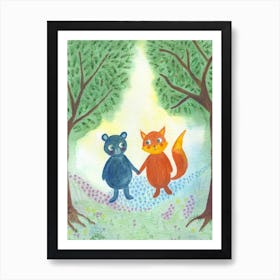 Woodland Nursery Wall Art, Bear Printable Art, Fox Art Print, Nursery Decor, Cute Animal Poster, Printable Baby Shower Gift, Friendship Post Art Print