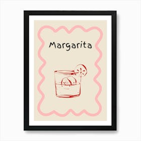Margarita Doodle Poster Pink & Red Art Print