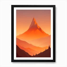 Misty Mountains Vertical Composition In Orange Tone 238 Art Print