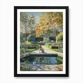 Painting Of A Dog In Gardens Of The Palace Of Versailles, France In The Style Of Watercolour 03 Art Print