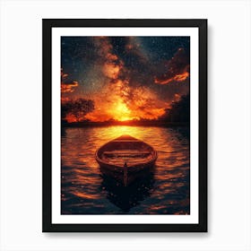 Sunset In A Boat 1 Art Print