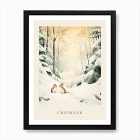 Winter Watercolour Chipmunk 3 Poster Art Print