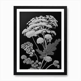 Yarrow Wildflower Linocut 2 Art Print