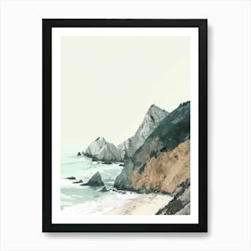 Mount Tamalpais Usa Color Line Drawing (1) Art Print