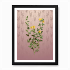 Vintage Yellow Jasmine Flowers Botanical on Dusty Pink Pattern Art Print