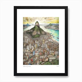 Rio De Janeiro Brazil Drawing Pencil Style 4 Travel Poster Art Print