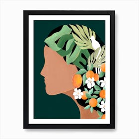 Frau Silhouette Poster für Wohnzimmer in Grün Boho