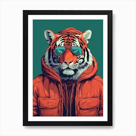 Tiger Illustrations Wearing A Hoodie 5 Art Print