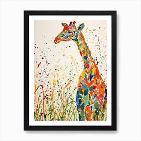 Giraffe In The Foliage Watercolour Inspired 1 Art Print