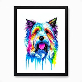 Skye Terrier Rainbow Oil Painting Dog Art Print