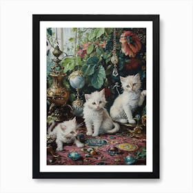 Kittens With Jewels Rococo Inspired Painting 1 Art Print