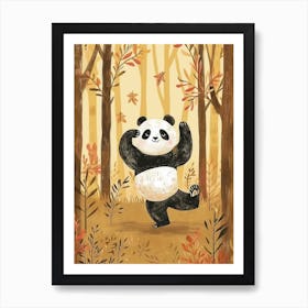 Giant Panda Dancing In The Woods Storybook Illustration 2 Art Print