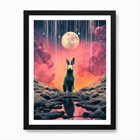 Rabbit In The Moonlight Art Print