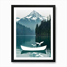 Canoe On Lake Poster