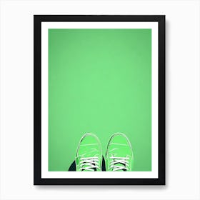 Pair Of Shoes On A Solid Background Minimalistic Contemporary Vector Art, green shoes, 1248 Art Print