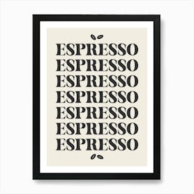 Espresso Retro Kitchen black and cream Art Print