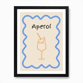 Aperol Doodle Poster Blue & Orange Art Print