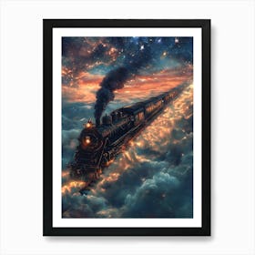 Fantasy Train In The Sky Art Print