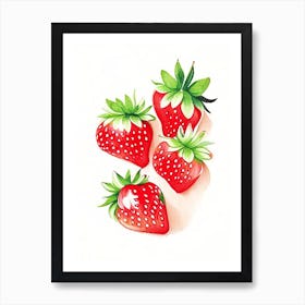 Bunch Of Strawberries, Fruit, Marker Art Illustration 3 Art Print