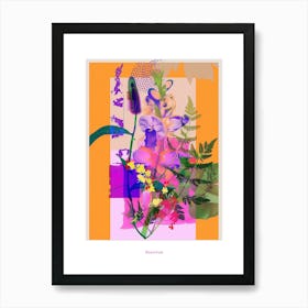 Aconitum 4 Neon Flower Collage Poster Art Print