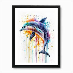 Dolphin Colourful Watercolour 3 Art Print