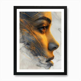 Abstract Of A Woman'S Face Extraordinary femininity woven with threads of gold 3 Art Print