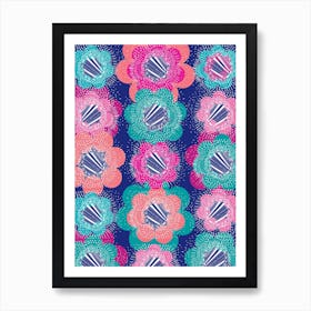 Abstract Burst Blue & Pink Art Print