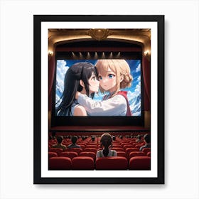 Two Anime Girls Kissing Art Print