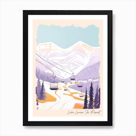 Poster Of Lake Louise Ski Resort   Alberta, Canada, Ski Resort Pastel Colours Illustration 0 Art Print