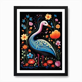 Folk Bird Illustration Swan 2 Art Print