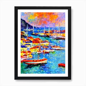 Funchal Harbour Portugal Brushwork Painting harbour Affiche