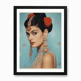 Woman with Statement Earrings Art Print