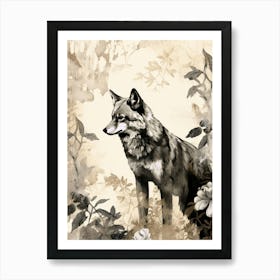 Indian Wolf Vintage Painting 1 Art Print