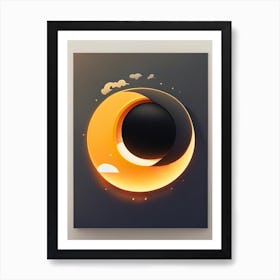 Solar Eclipse Kawaii Kids Space Art Print