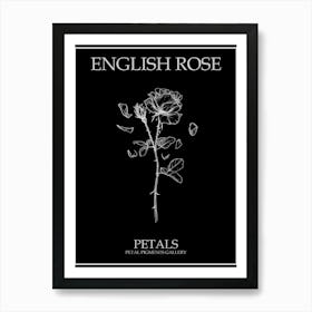 English Rose Petals Line Drawing 2 Poster Inverted Art Print