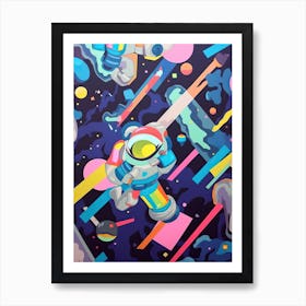 Playful Astronaut Colourful Illustration 6 Art Print