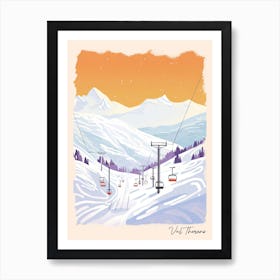 Poster Of Val Thorens   France, Ski Resort Pastel Colours Illustration 1 Art Print