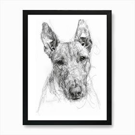 Bull Terrier Dog Line Sketch 1 Art Print