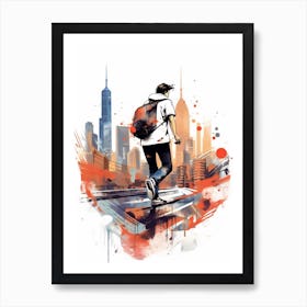 Skateboarding In Shanghai, China Drawing 2 Art Print